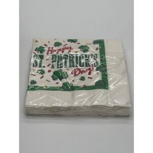 Paper Art Happy St Patricks Day Luncheon Napkins 24 Count 2 Ply Shamrock White